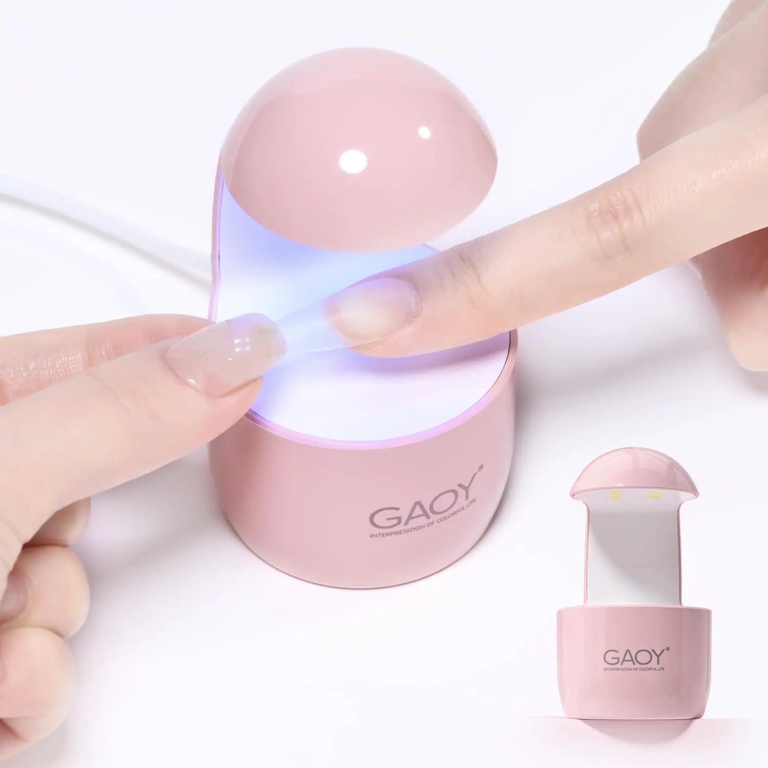 GAOY Mini UV Light for Gel Nails, Compact LED Nail Lamp, Fast USB Nail Dryer - Pink Eggshell - GNS Beauty & Personal Care