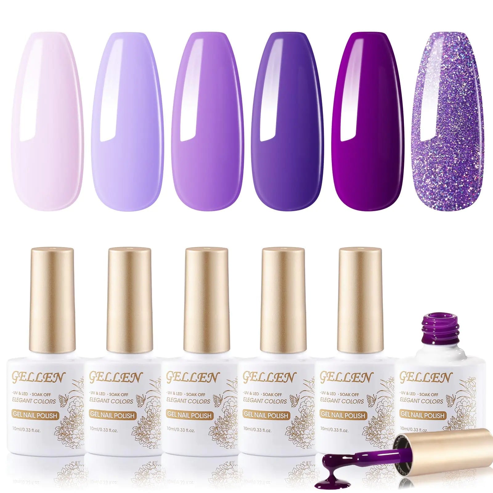 Gellen Purple Gel Nail Polish Set – 6 PCS - GNS Beauty & Personal Care