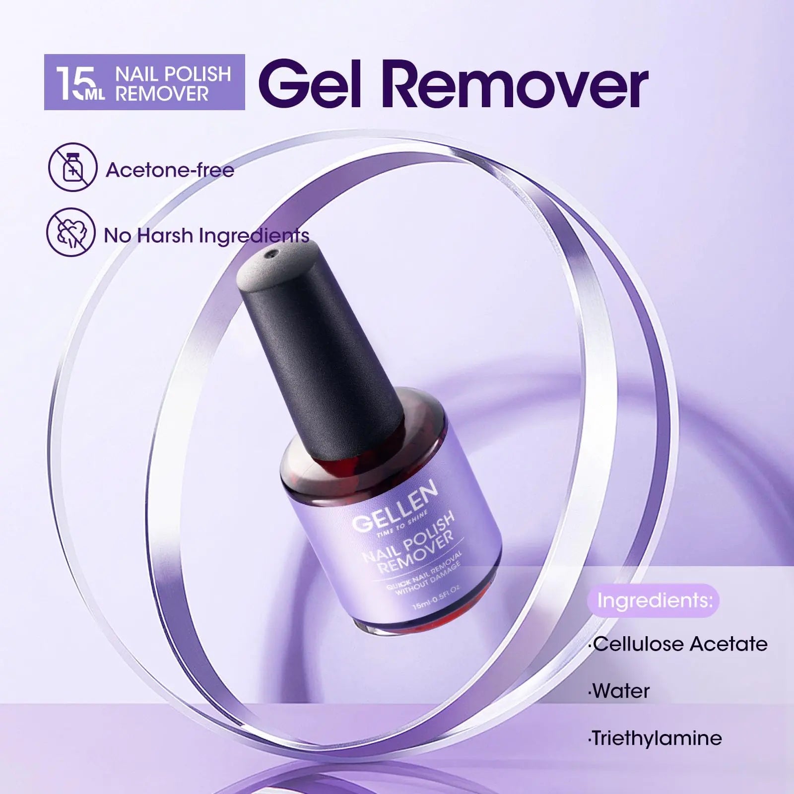 Gellen Quick Gel Nail Polish Remover, 15ml - Fast, No Soaking Needed - GNS Beauty & Personal Care
