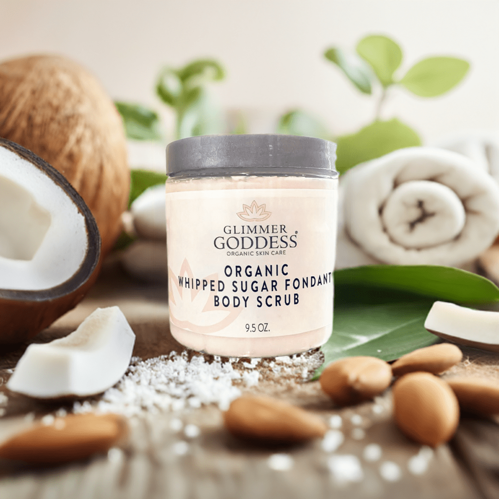 Glimmer Goddess Organic Whipped Sugar Fondant Exfoliating Body Scrub - Crepey Skin Treatment - GNS Beauty & Personal Care