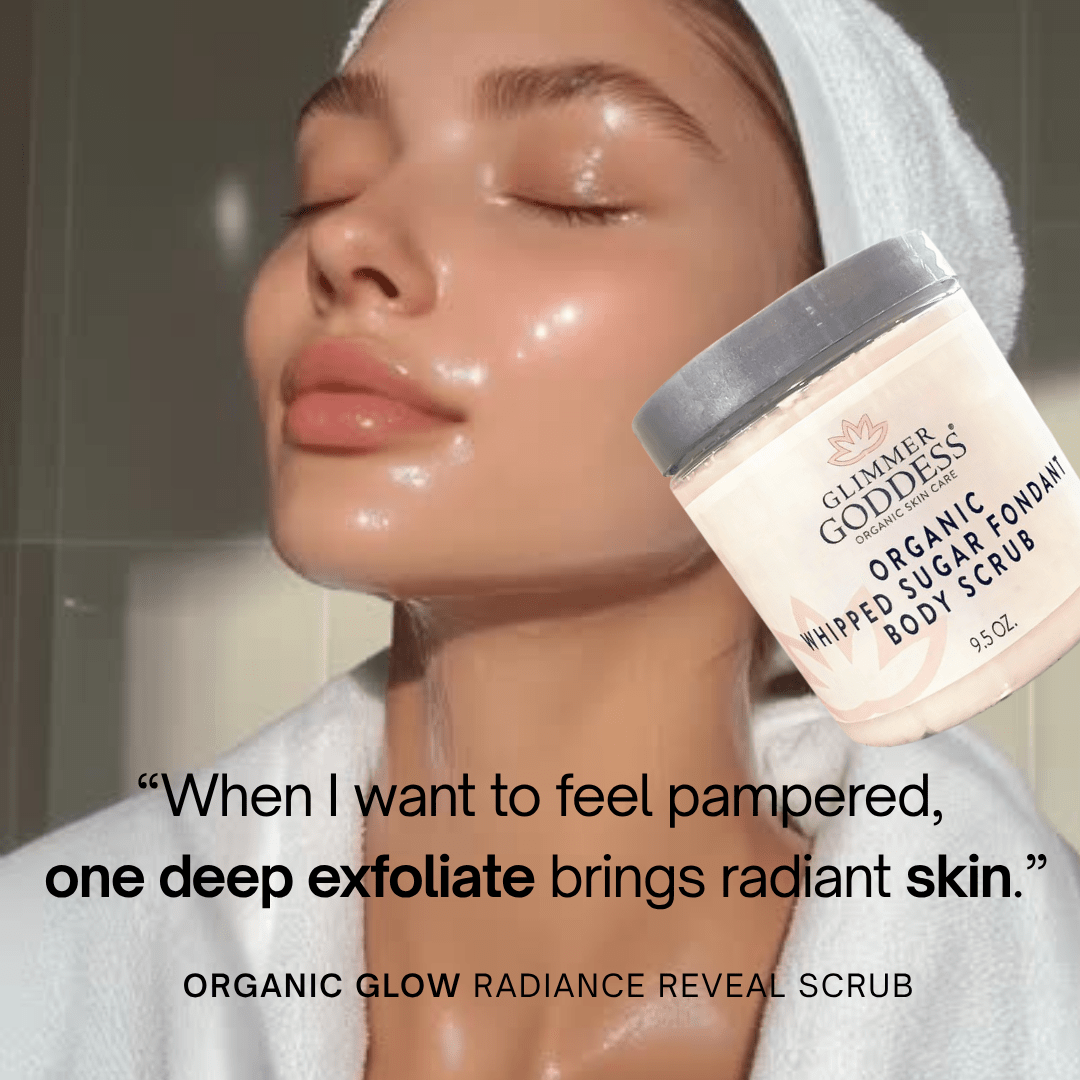 Glimmer Goddess Organic Whipped Sugar Fondant Exfoliating Body Scrub - Crepey Skin Treatment - GNS Beauty & Personal Care