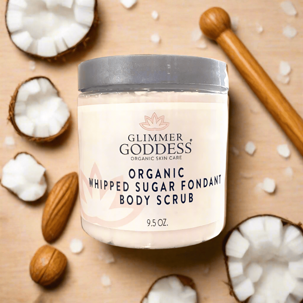 Glimmer Goddess Organic Whipped Sugar Fondant Exfoliating Body Scrub - Crepey Skin Treatment - GNS Beauty & Personal Care