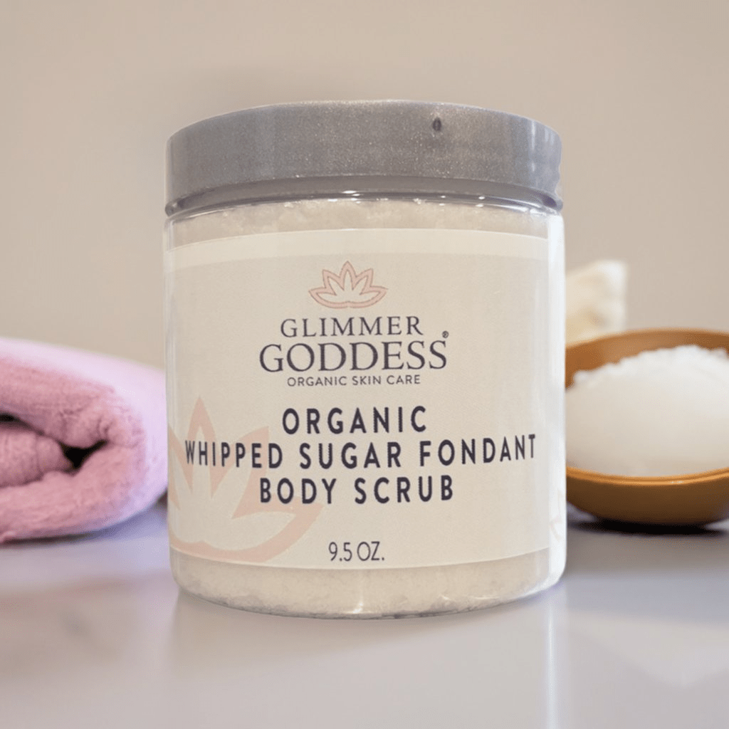 Glimmer Goddess Organic Whipped Sugar Fondant Exfoliating Body Scrub - Crepey Skin Treatment - GNS Beauty & Personal Care