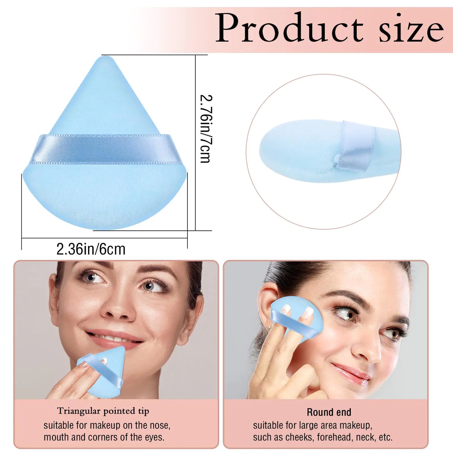 Best Powder Puff Set for All Skin Types – 6 Triangle Velvet Makeup Sponges, Blue