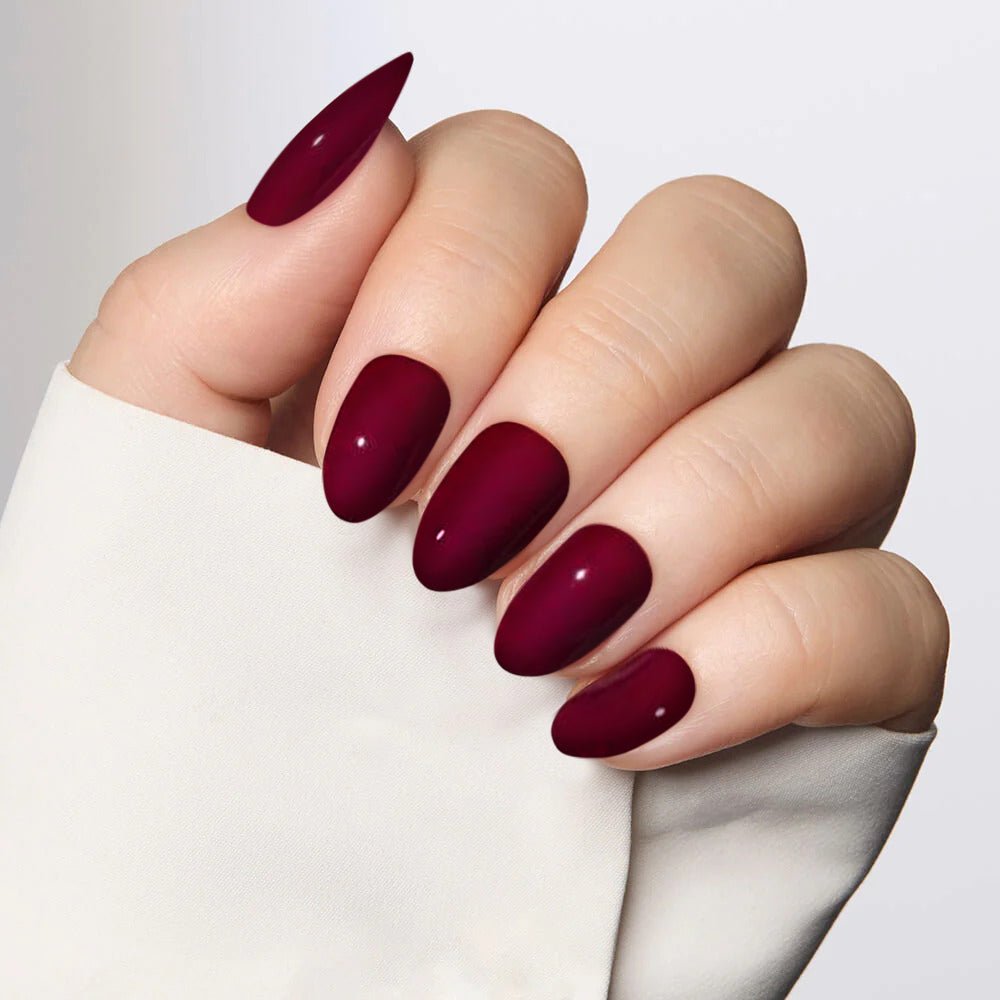 Grape Red Oval Nails – Soft Gel Press - On Kit for a Bold, Timeless Look - GNS Beauty & Personal Care