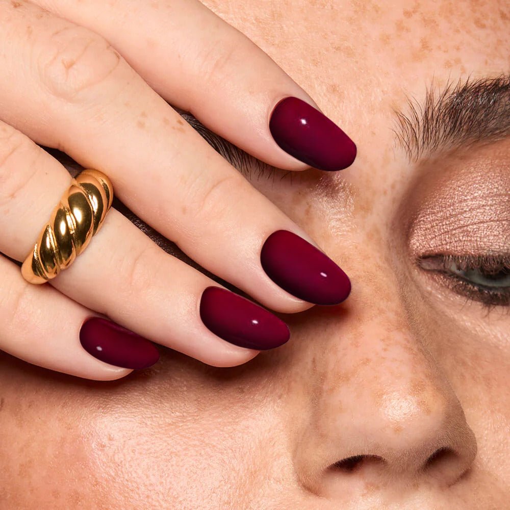 Grape Red Oval Nails – Soft Gel Press - On Kit for a Bold, Timeless Look - GNS Beauty & Personal Care