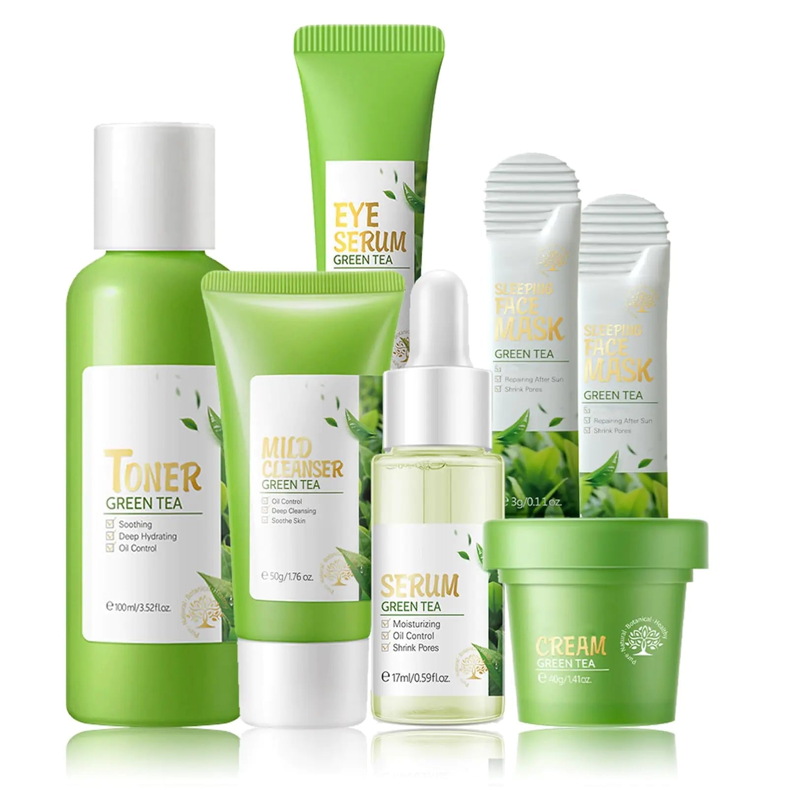Green Tea Skin Care Set – 7 - Piece Korean Beauty Routine for Radiant, Balanced Skin - GNS Beauty & Personal Care