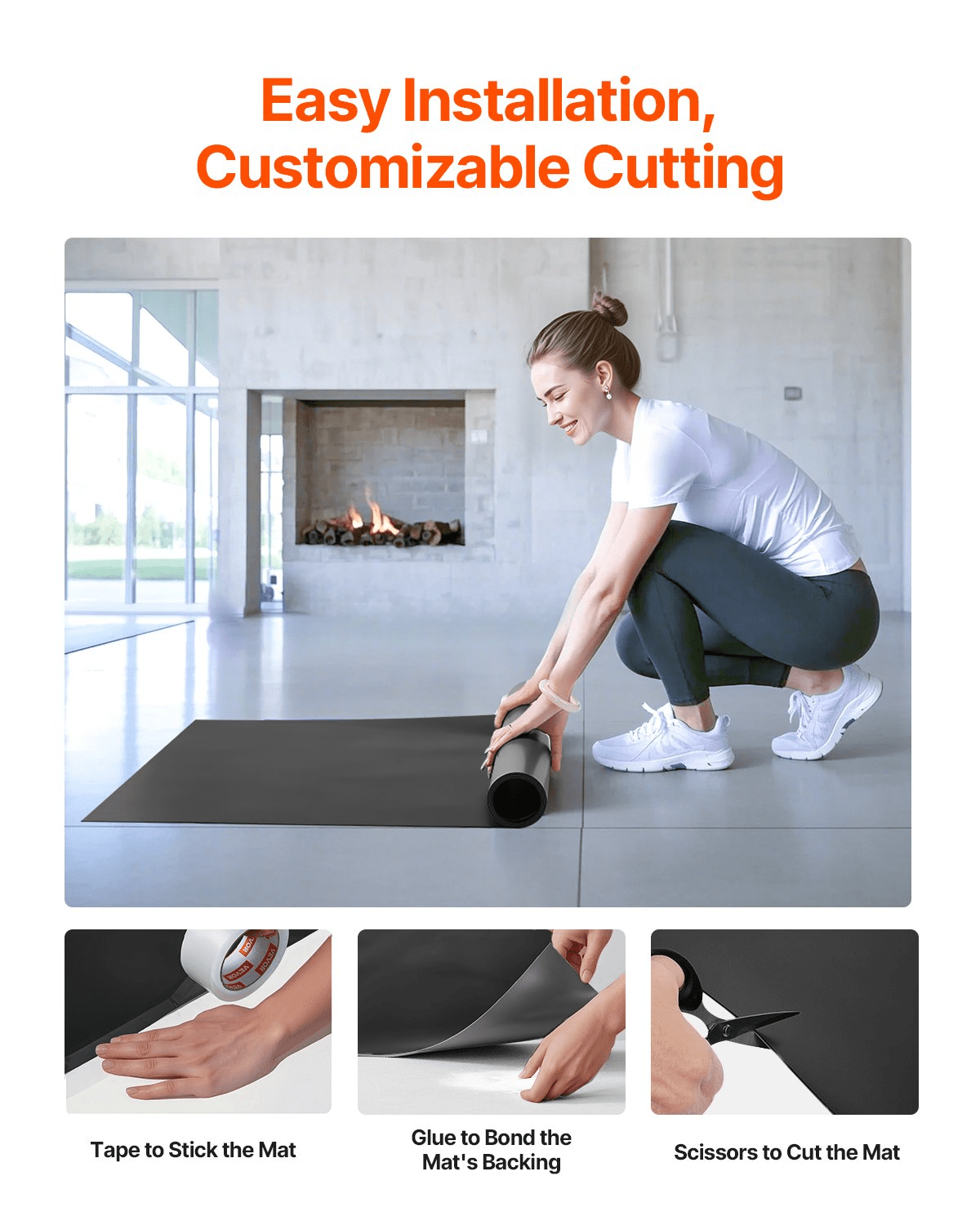 Gym Flooring Set 6.6' x 3' PVC Yoga Fitness Equipment Mat for Pilates - GNS Beauty & Personal Care