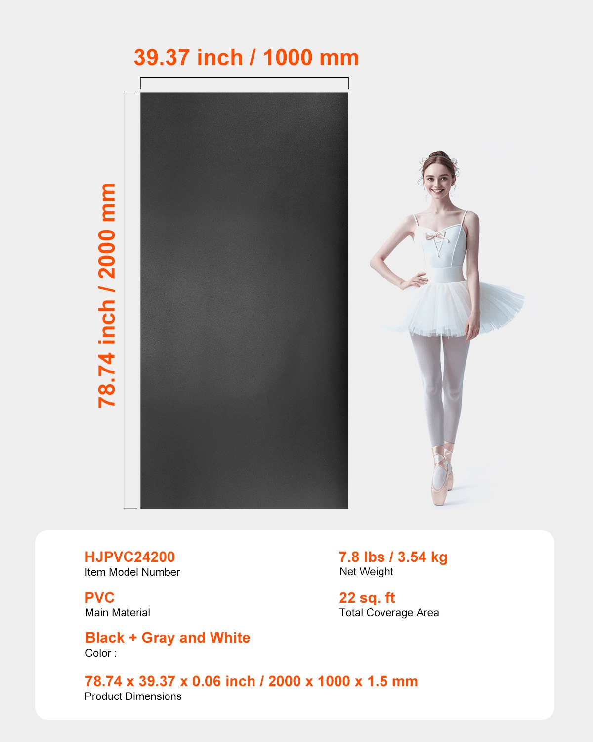 Gym Flooring Set 6.6' x 3' PVC Yoga Fitness Equipment Mat for Pilates - GNS Beauty & Personal Care