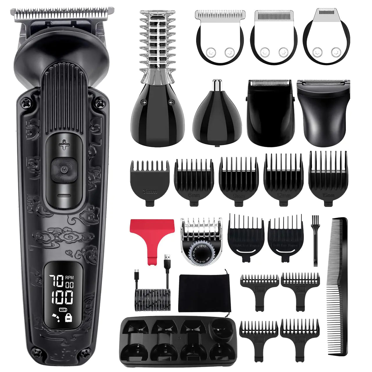 Hatteker 8 - in - 1 Beard Trimmer Grooming Kit – Precision, Power & Versatility for Every Style - GNS Beauty & Personal Care
