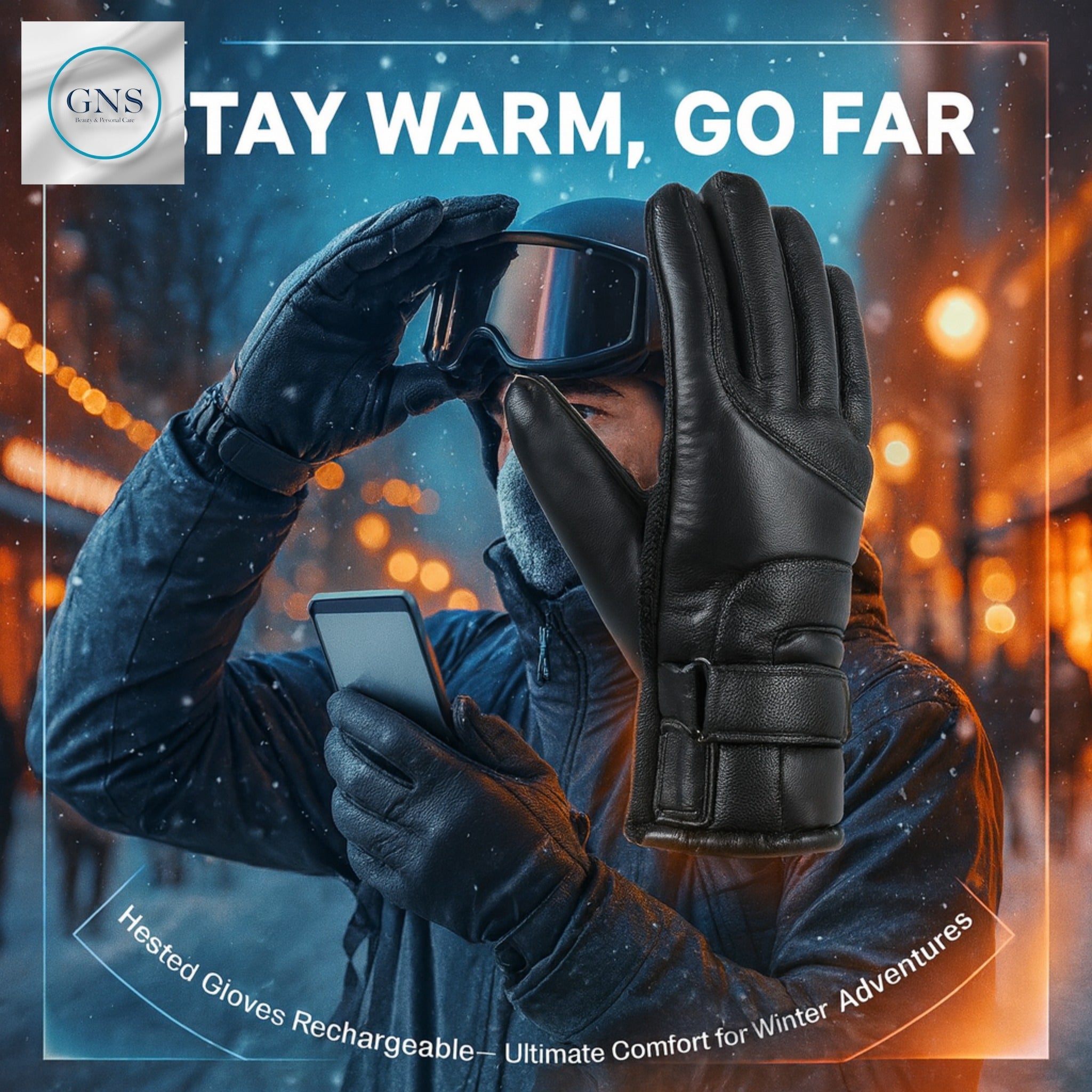 Heated Gloves Rechargeable with 3 Heat Levels, Touchscreen, Waterproof - GNS Beauty & Personal Care