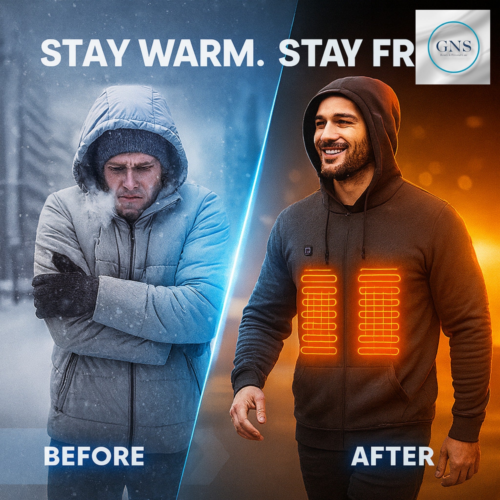 Heated Jacket for Winter with USB Power and Adjustable Heat - GNS Beauty & Personal Care