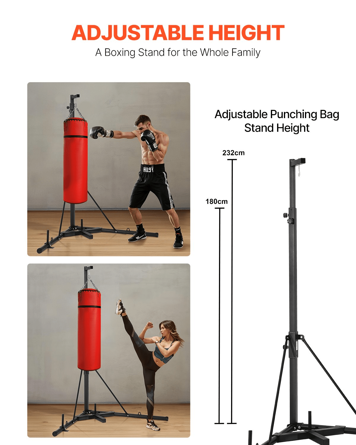 Heavy Duty Punching Bag Frame Boxing Fitness Stand Steel Adjustable Height - GNS Beauty & Personal Care
