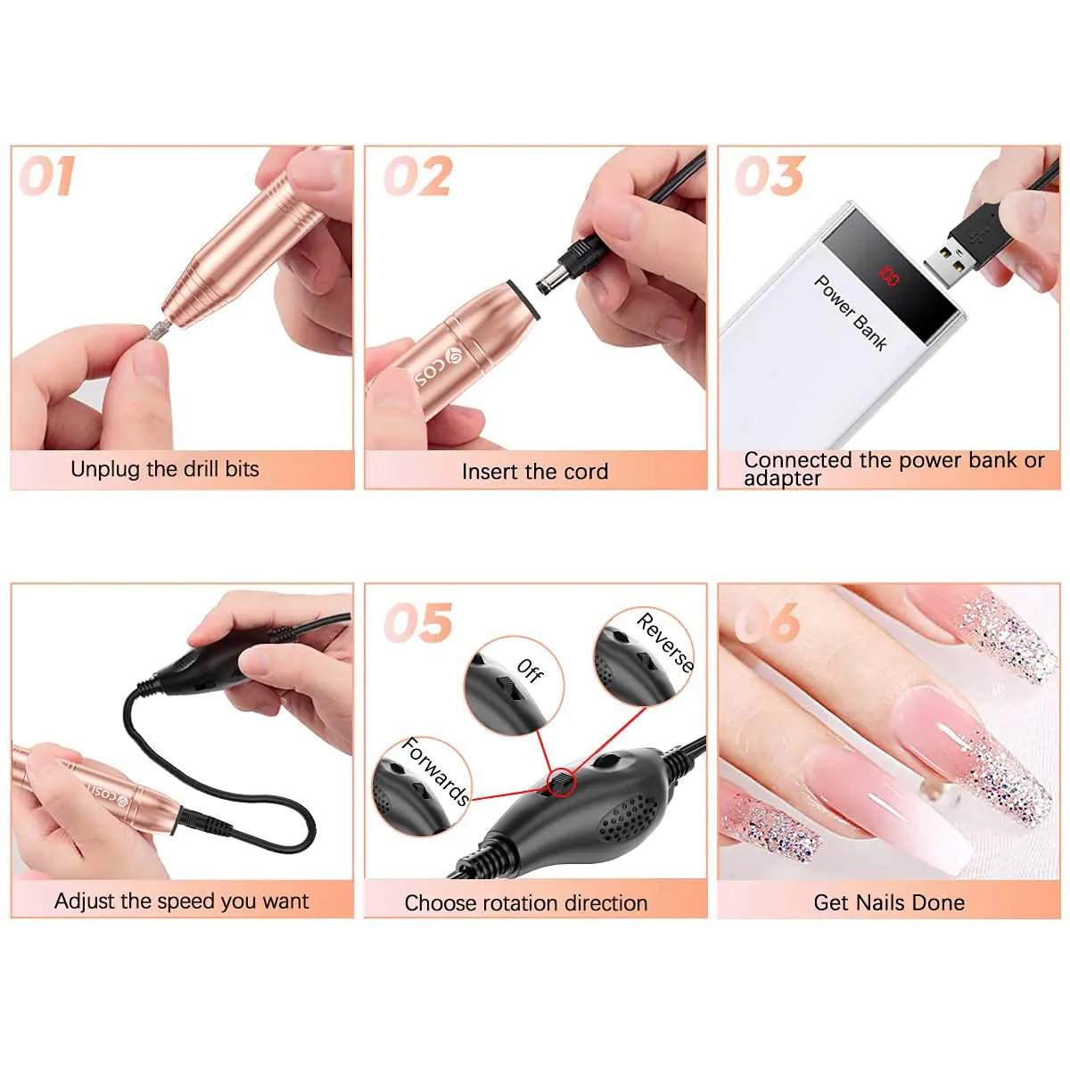 High - Performance Home Salon Nail Drill - Gold - GNS Beauty & Personal Care