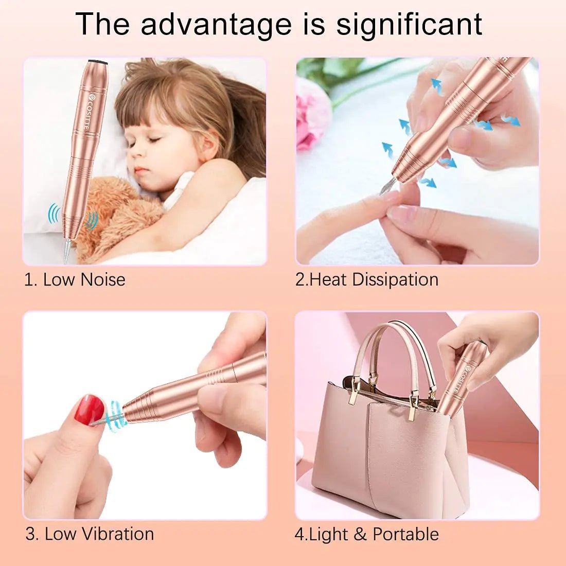 High - Performance Home Salon Nail Drill - Gold - GNS Beauty & Personal Care