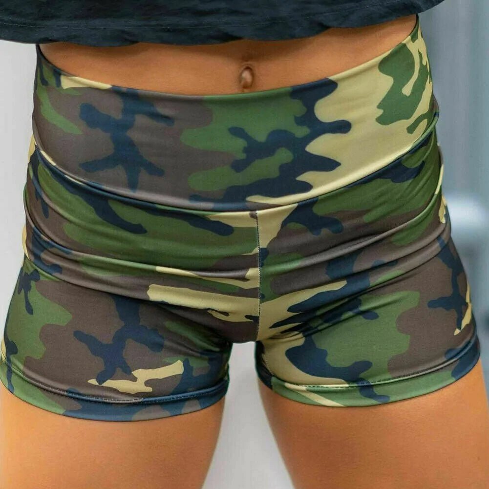 High Waist Camouflage Fitness Shorts for Women - GNS Beauty & Personal Care