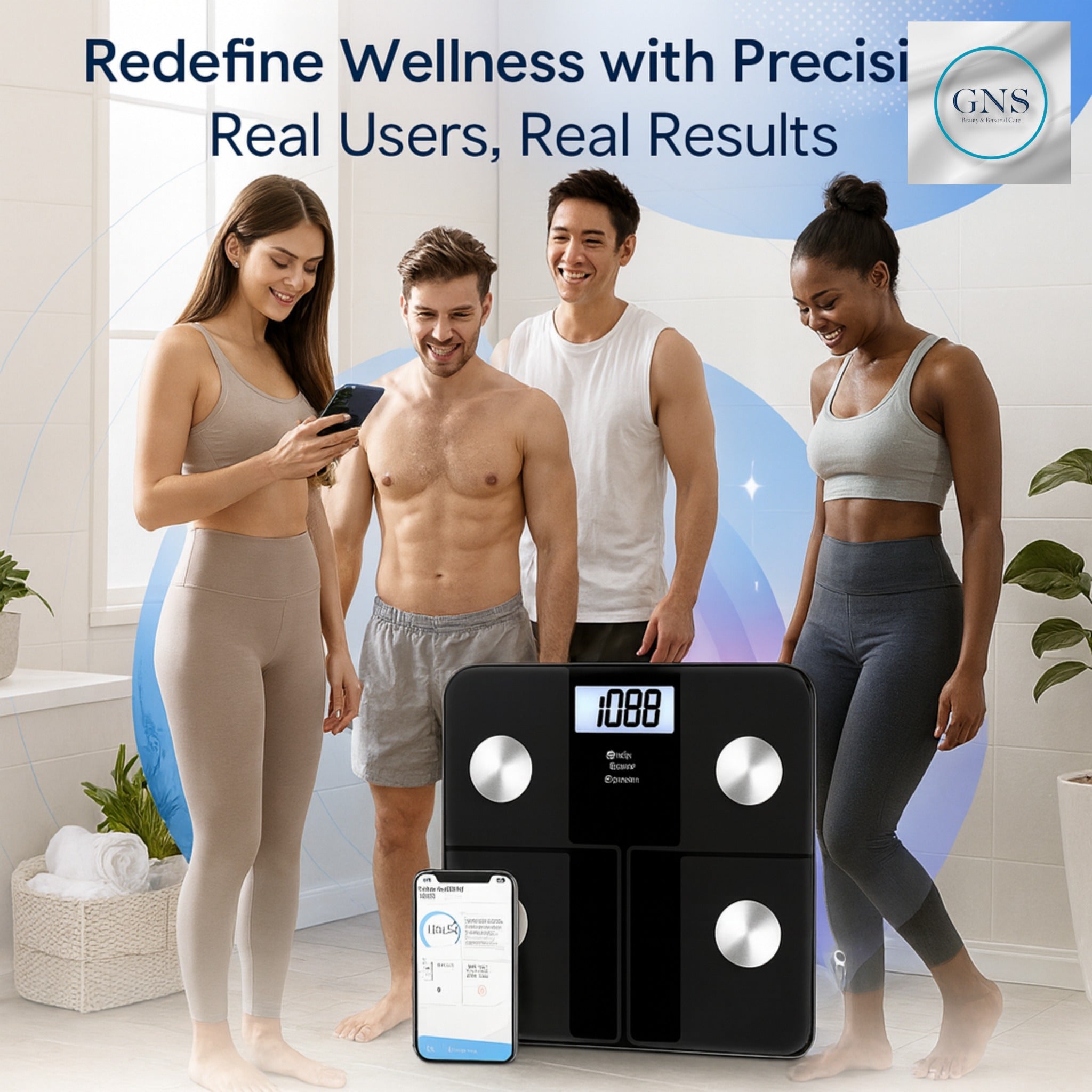 Himaly Smart Rechargeable Body Fat Scale - Bluetooth BMI & Muscle Mass Monitor - GNS Beauty & Personal Care