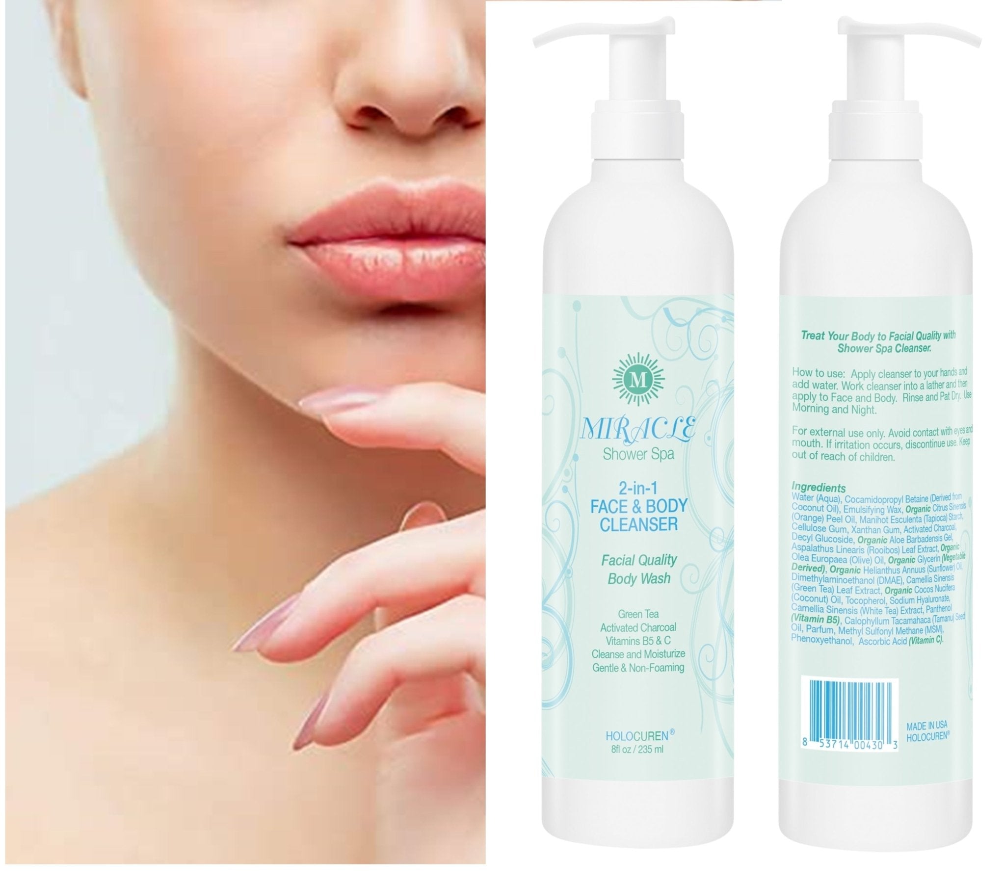 HOLOCUREN Miracle Shower Spa 2 - in - 1 Face & Body Cleanser - GNS Beauty & Personal Care