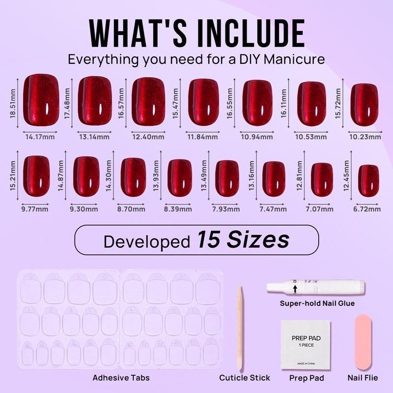 Hot Love Square Nails – Soft Gel Press - On Kit for a Bold, Passionate Look - GNS Beauty & Personal Care