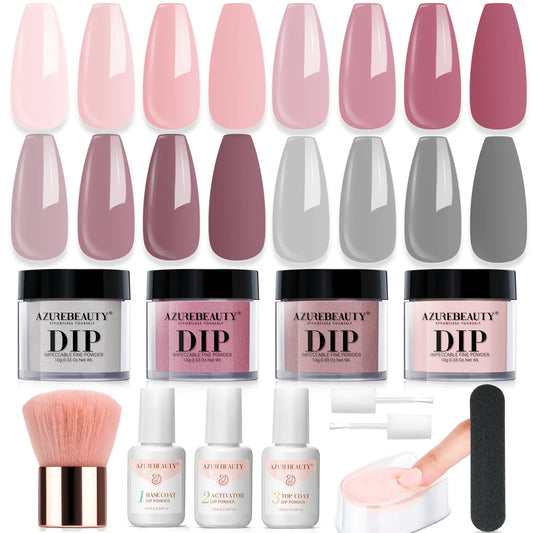 AZUREBEAUTY Dip Powder Nail Kit with 4 Nude Colors