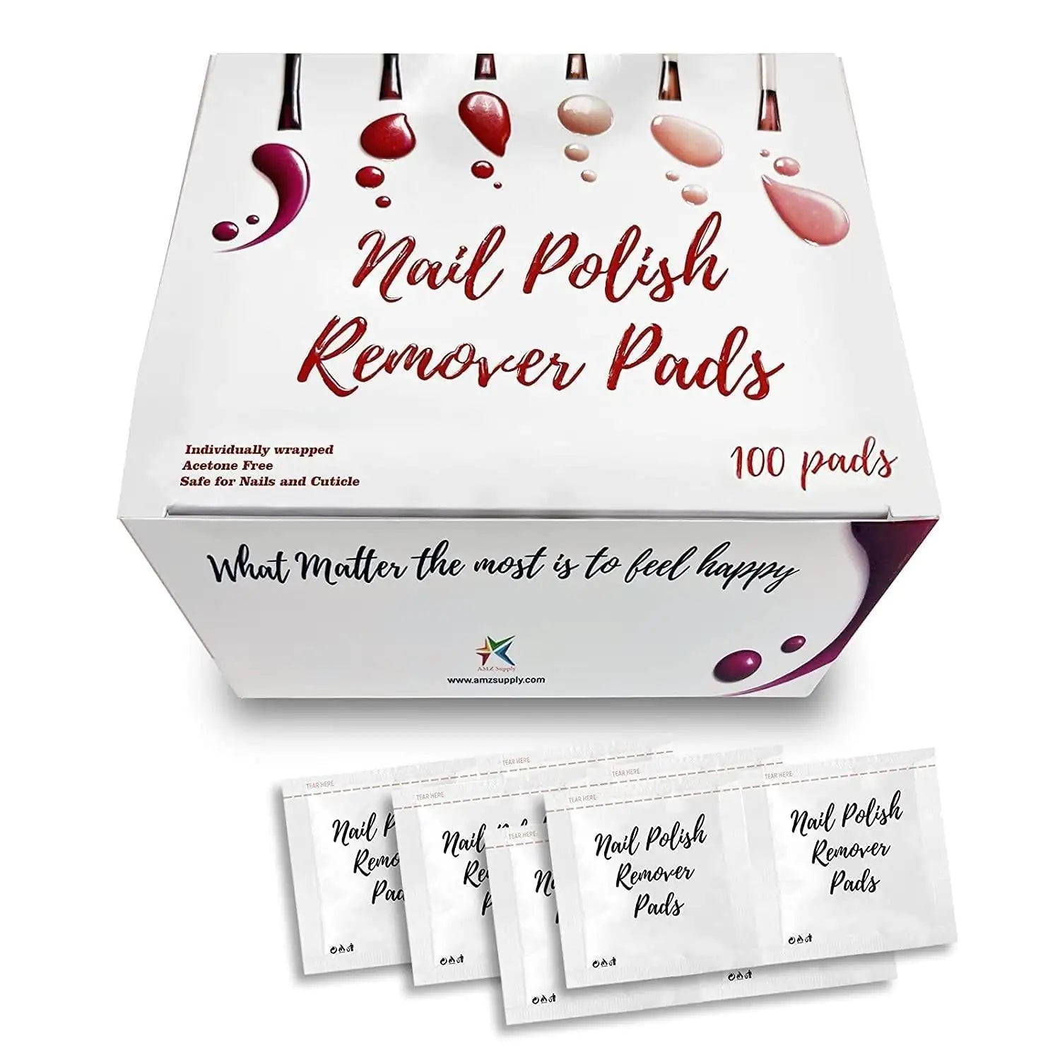 Hydrating Nail Polish Remover Pads - 100 Pack, Non - Acetone, Aloe Enriched - GNS Beauty & Personal Care