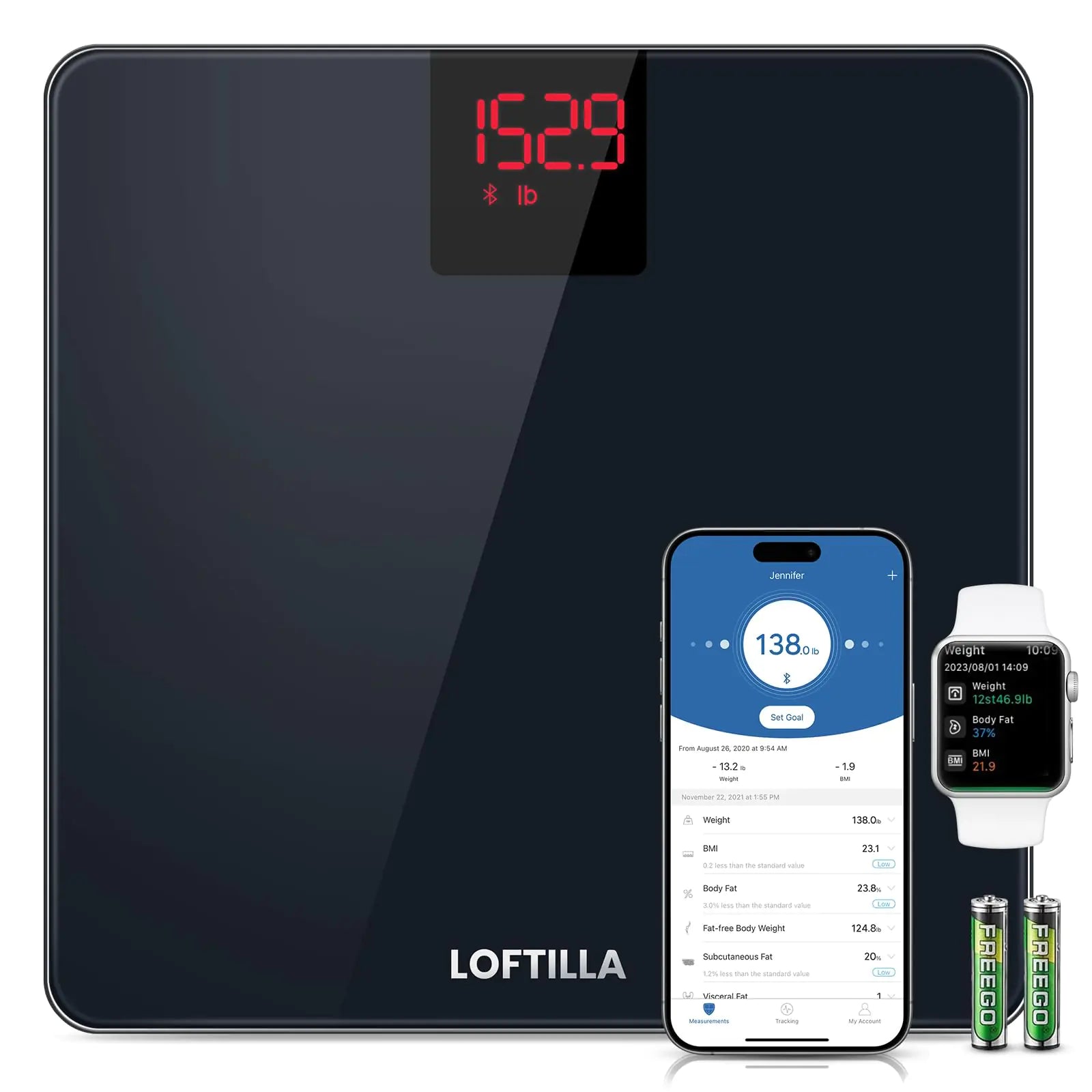LOFTILLA Smart Scale for Body Weight - Digital Bathroom Scale with BMI & Body Fat