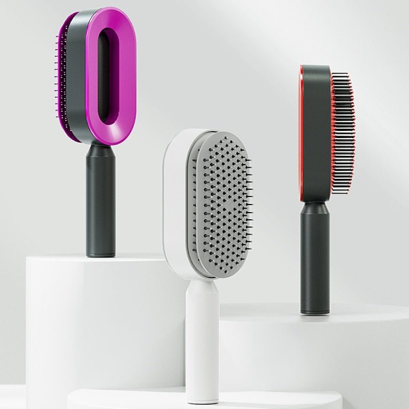 Innovative Self Cleaning Anti - Static Hair Brush with Scalp Massage - GNS Beauty & Personal Care