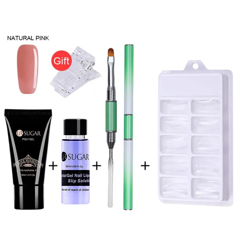 PolyGel Nail Kit with Quick Building Nail Tips & Gift Clip