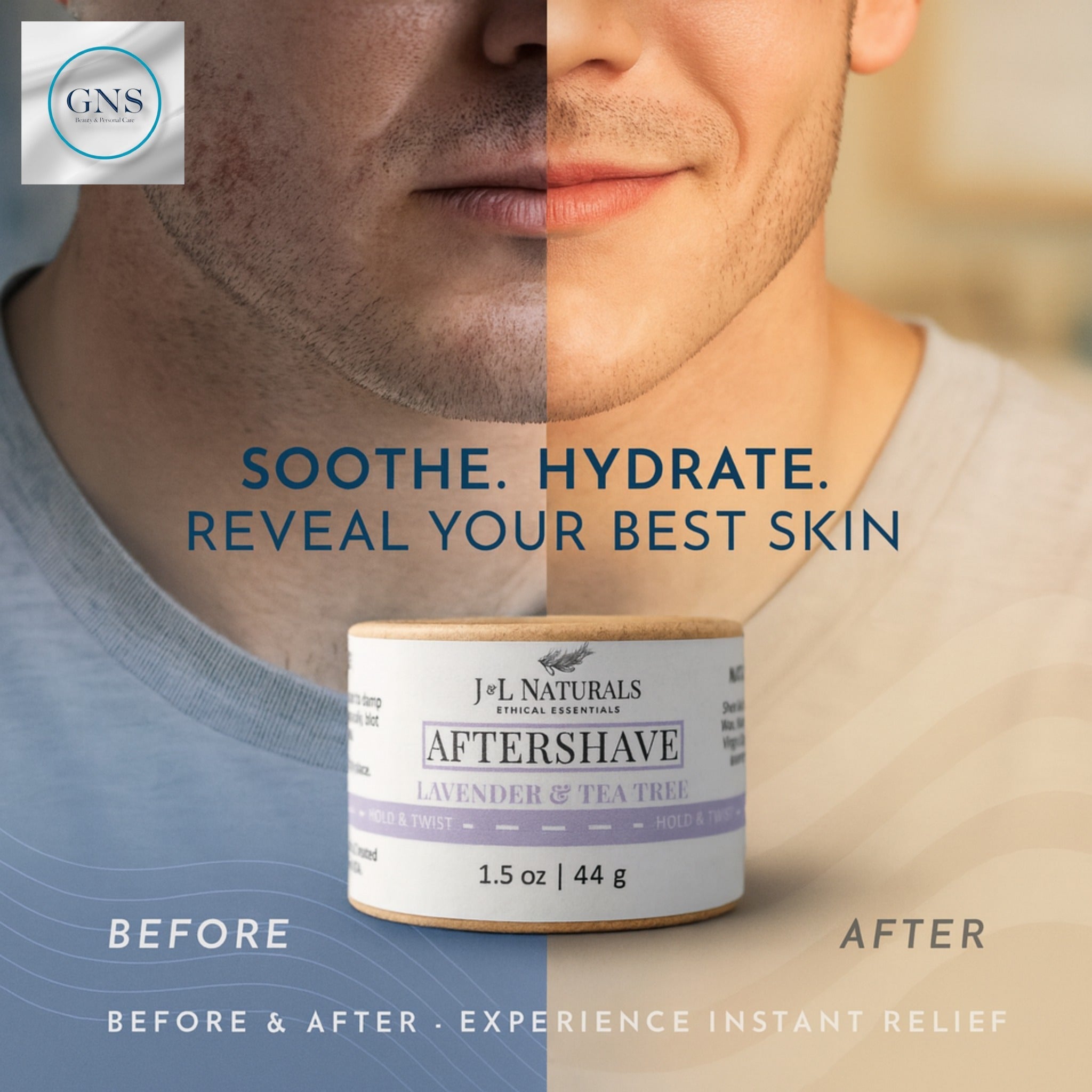 J&L Naturals Aftershave Balm for Men - Soothing Hydration & Anti - Razor Burn (1.5 oz) - GNS Beauty & Personal Care