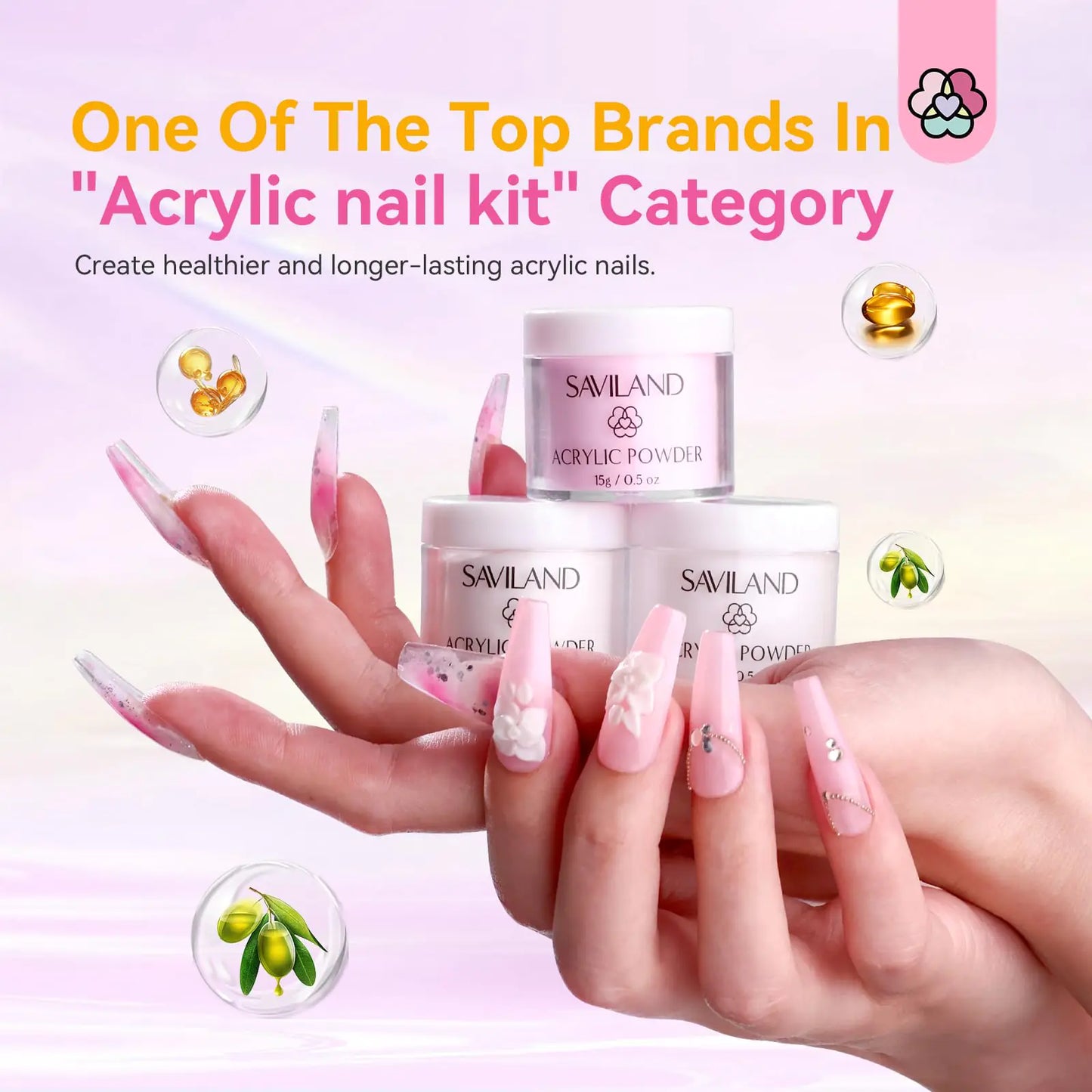 Complete SAVILAND Acrylic Nail Kit with Drill for Beginners