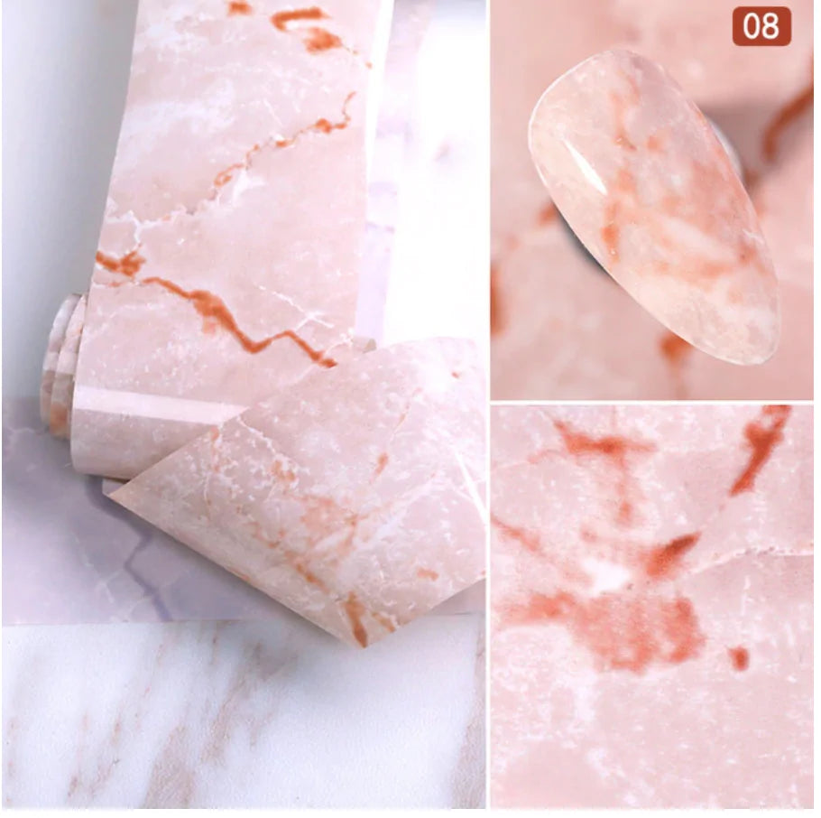 Marble Nail Art Stickers - Elegant & Durable PVC Foils