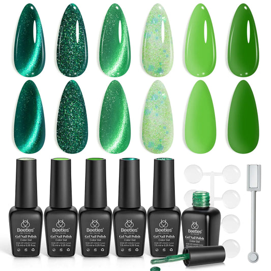 Beetles Green Gel Nail Polish Set - Enchanted Forest DIY Gel Manicure