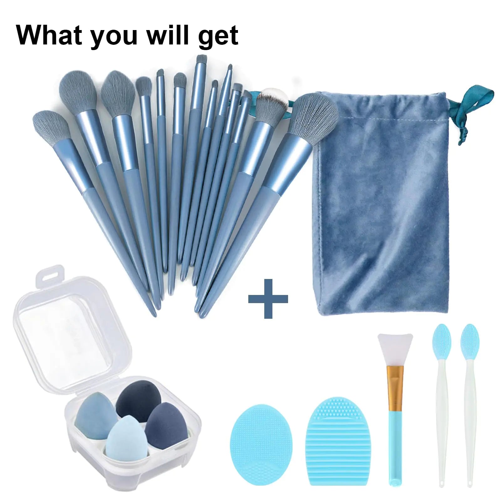 Koccido 22 Piece Makeup Brush Kit - Foundation, Eyeshadow, and More (Blue Set) - GNS Beauty & Personal Care