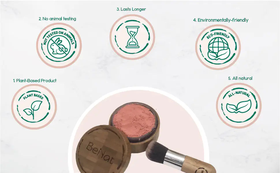 Natural Blush Powder in Refillable Bamboo Jar - Vegan & Eco-Friendly