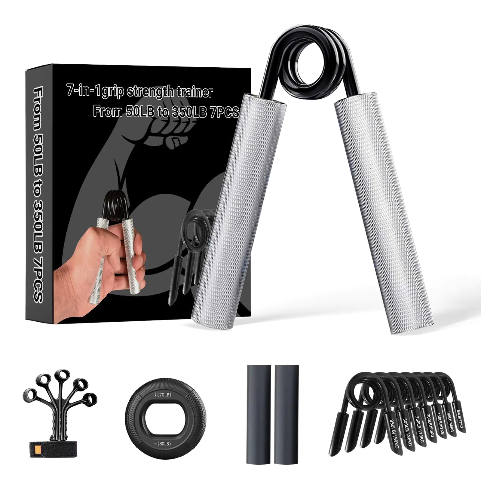 LI FITNESS Grip Strengthener Set - 7 - Pack Metal Grippers (50–350 lbs) - GNS Beauty & Personal Care