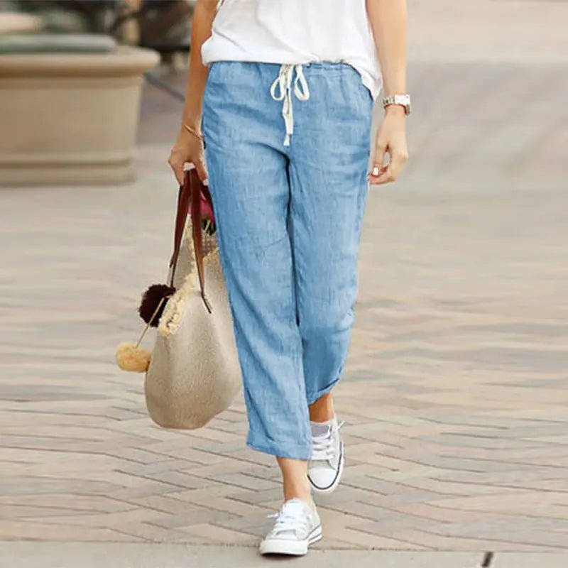 Lightweight Drawstring Elastic Waist Pants – Effortless Summer Comfort - GNS Beauty & Personal Care