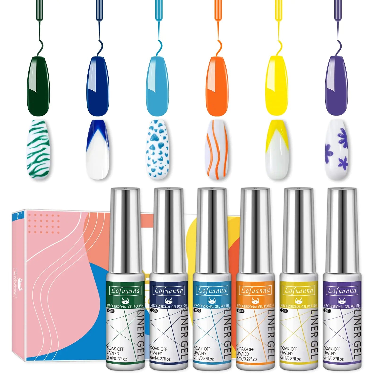 Lofuanna Nail Liner Gel Polish Set – 6 Colors for Precision Nail Art - GNS Beauty & Personal Care
