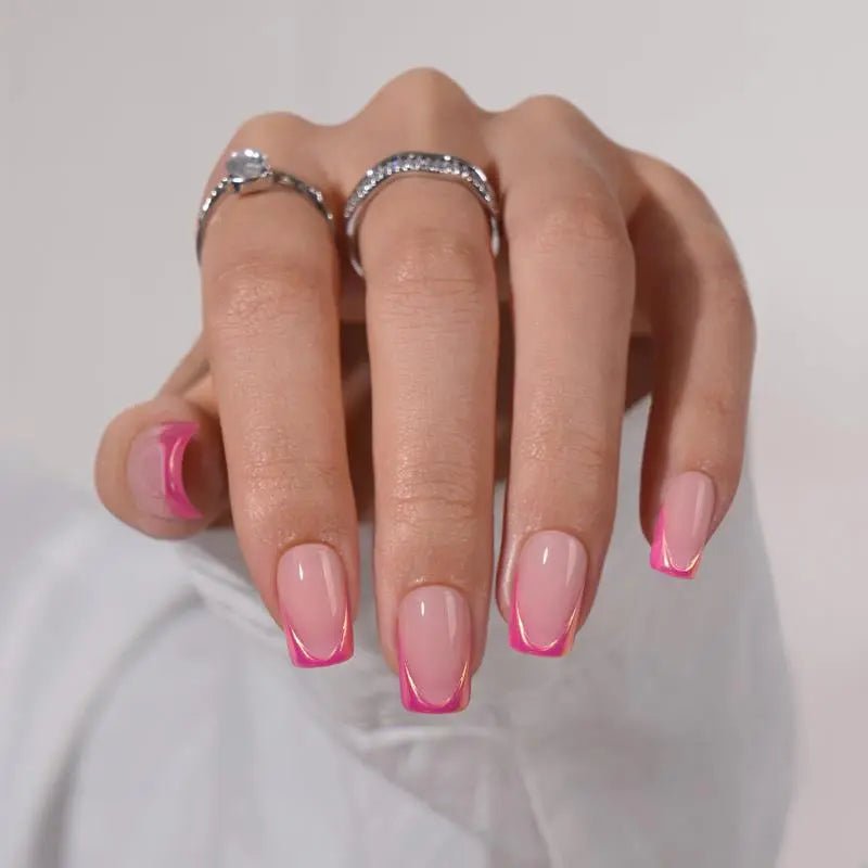 Metallic Petal Square Nails – Soft Gel Press - On Kit for a Chic, Shimmering Look - GNS Beauty & Personal Care
