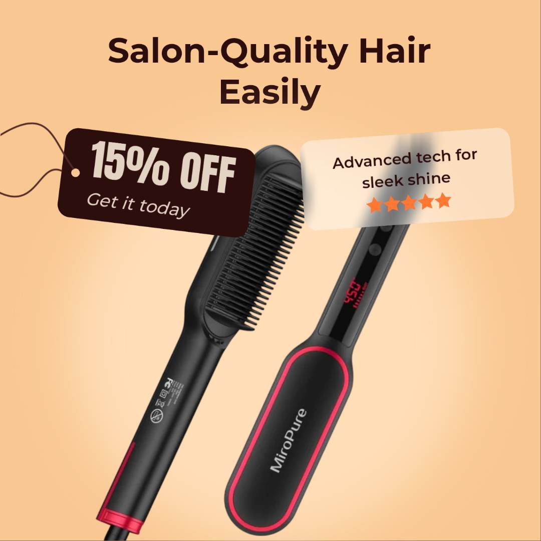 MiroPure Ionic Hair Straightener Brush with Advanced Heat Settings - GNS Beauty & Personal Care