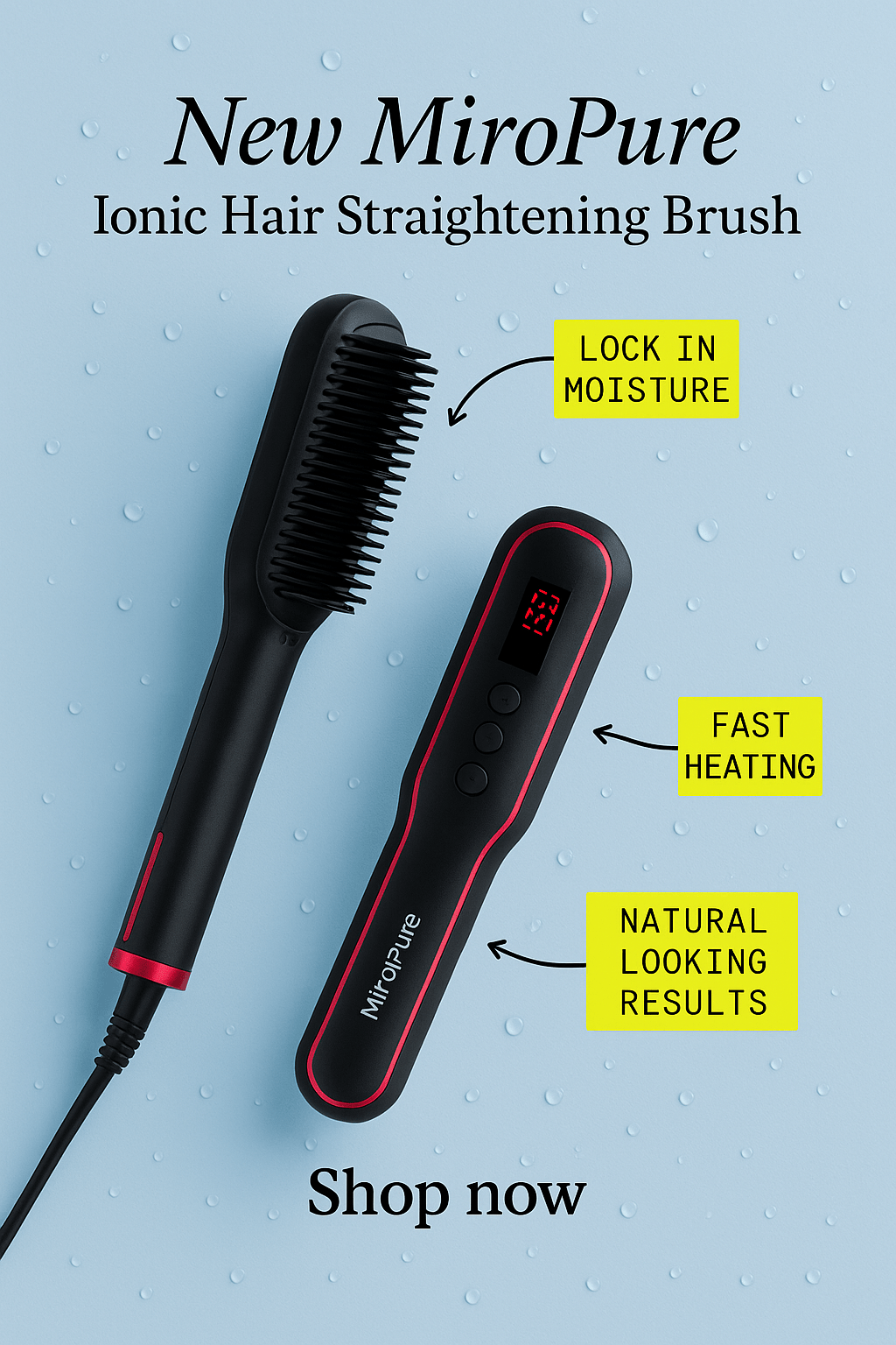 MiroPure Ionic Hair Straightener Brush with Advanced Heat Settings - GNS Beauty & Personal Care