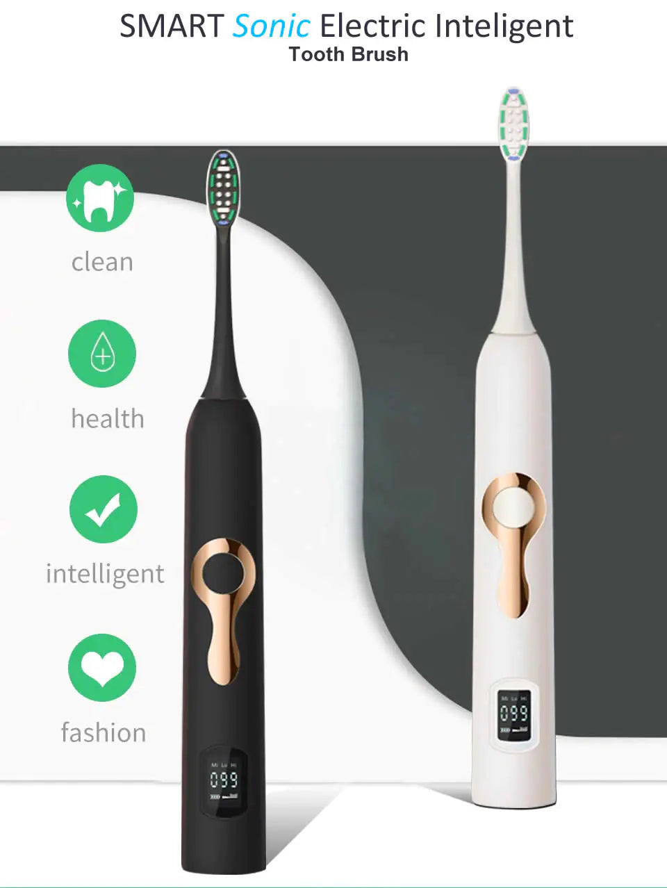 Luxury Smart Sonic LCD Electric Toothbrush