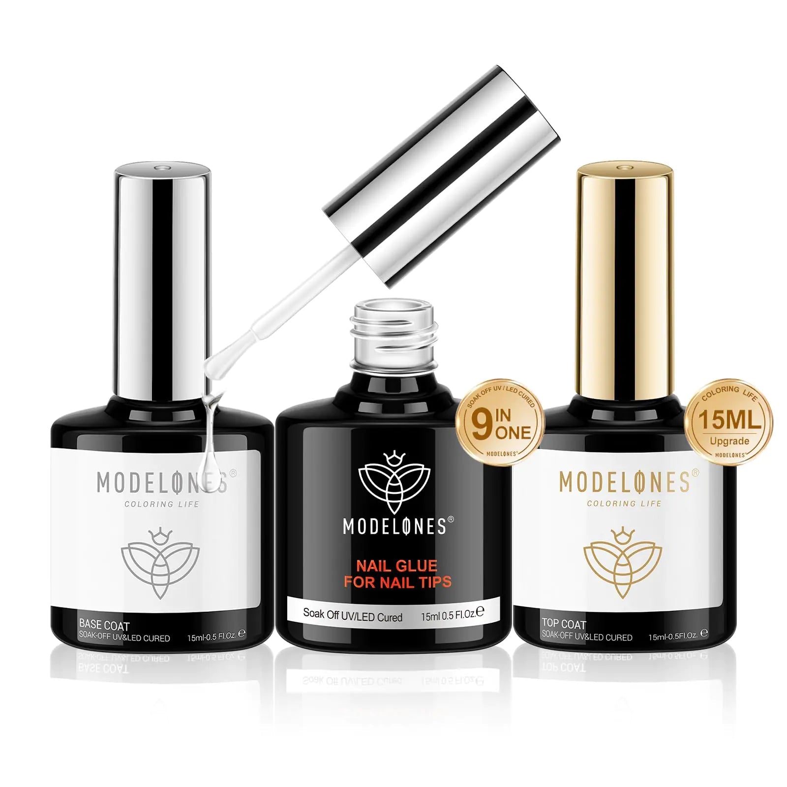Modelones 9 - in - 1 Gel Nail Kit with Long Lasting Nail Glue - GNS Beauty & Personal Care