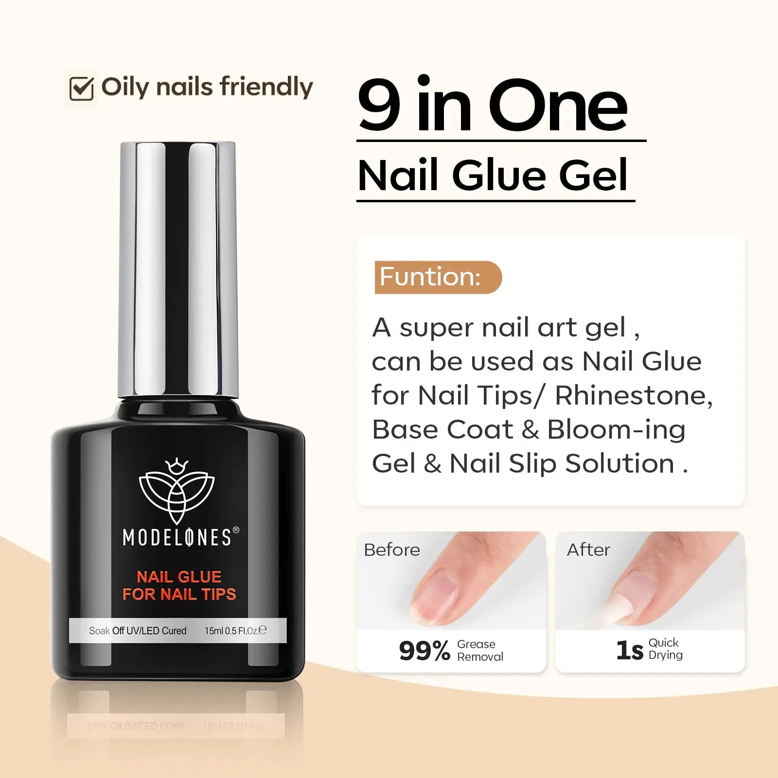 Modelones 9 - in - 1 Gel Nail Kit with Long Lasting Nail Glue - GNS Beauty & Personal Care