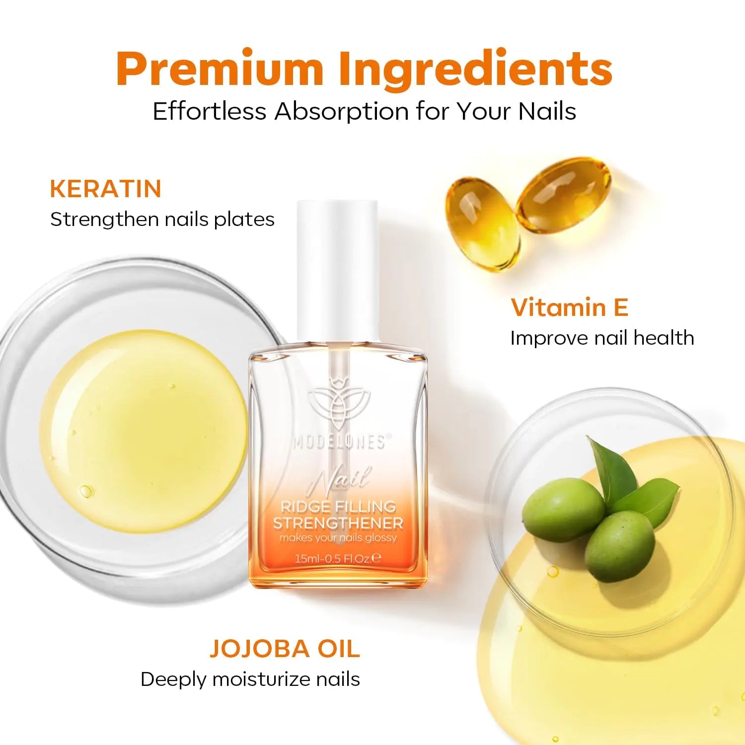 Modelones Nail Strengthener 8 - in - One Repair & Growth Treatment, 15ml - GNS Beauty & Personal Care