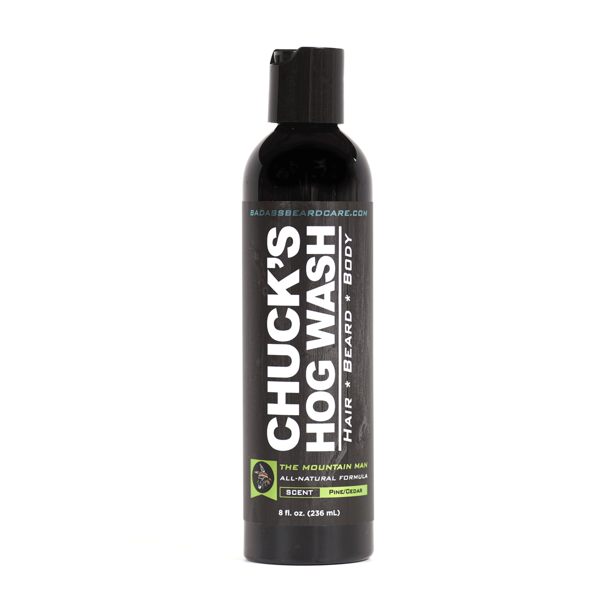Badass Beard Care Chuck's Hog Wash - The Mountain Man | 3-in-1 Beard, Hair & Body Wash