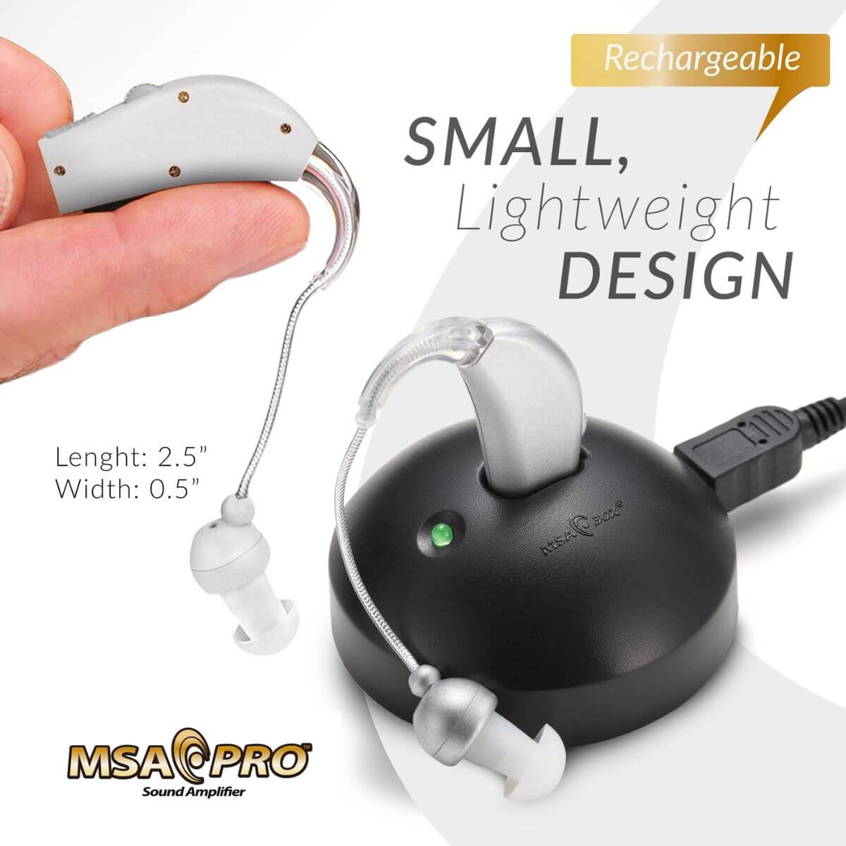 MSA PRO Rechargeable Sound Amplifier - 30x Audio Boost & 20 - Hour Battery - GNS Beauty & Personal Care