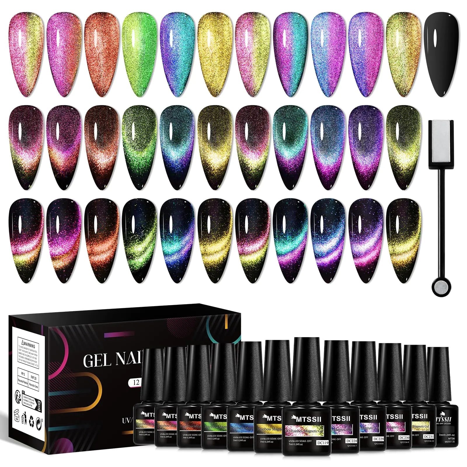 MTSSII 13PCS Cat Eye Gel Nail Polish Set - GNS Beauty & Personal Care