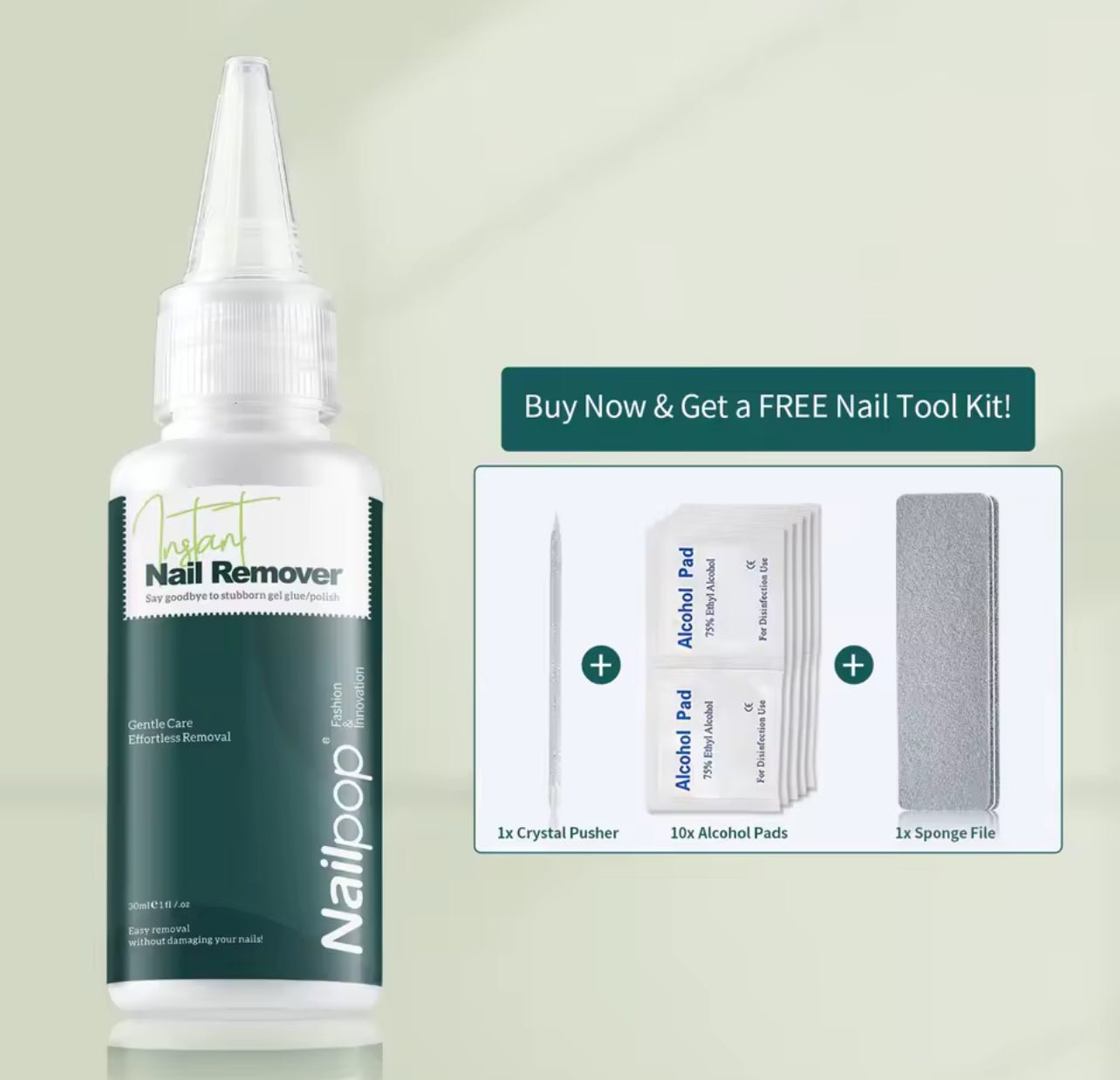 Nail Glue Remover + Nail Tool Kit – Gentle, Damage - Free Press - On Removal - GNS Beauty & Personal Care