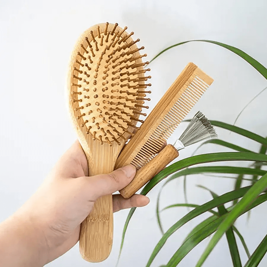 Natural Bamboo Hair Brush Set - Eco - Friendly Detangling & Scalp Massage Kit - GNS Beauty & Personal Care