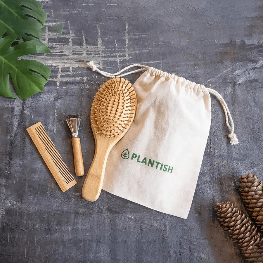 Natural Bamboo Hair Brush Set - Eco - Friendly Detangling & Scalp Massage Kit - GNS Beauty & Personal Care